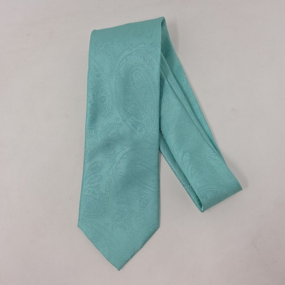 Vesuvio Napoli NeckTie TURQUOISE BLUE Color Paisley Design Mens Neck Tie